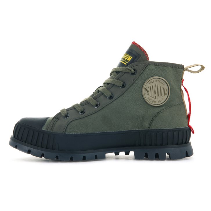 Bottes Palladium Pallashock Supply Hi Femme Vert Olive | FR EBZ951A